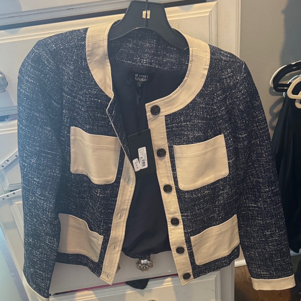 Only Black And Cream Textured Blazer